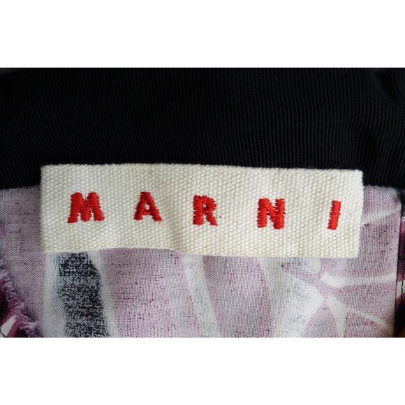 MARNI Silk Palm Leaf Print Midi Long Sleeve Dress Italy SSENSE 44 8 $1750 - Picture 4 of 9